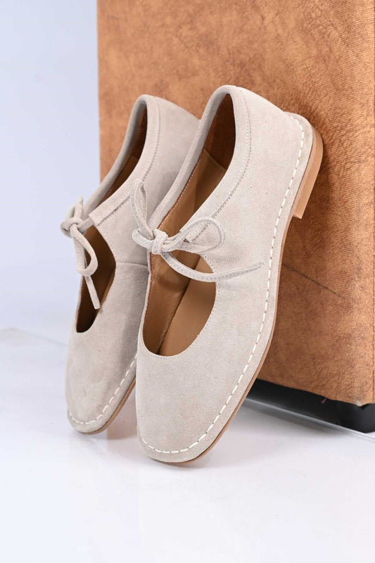 Bestello Lace-Up Genuine Leather Ballet Flats with Thermo Sole 332-25520 Women's Shoes