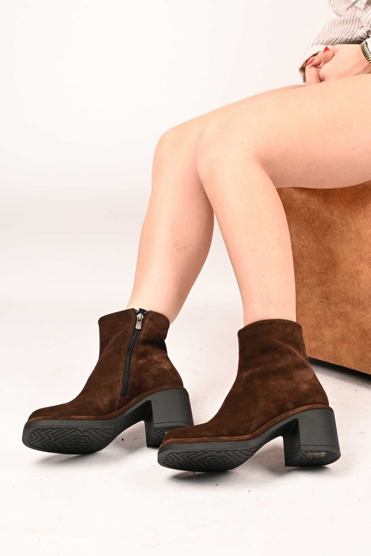 Bestello Women's Genuine Leather Heeled Boots with Thermo Sole, Slip-On Design and Side Zipper, Model 336-1231 Women's Boots