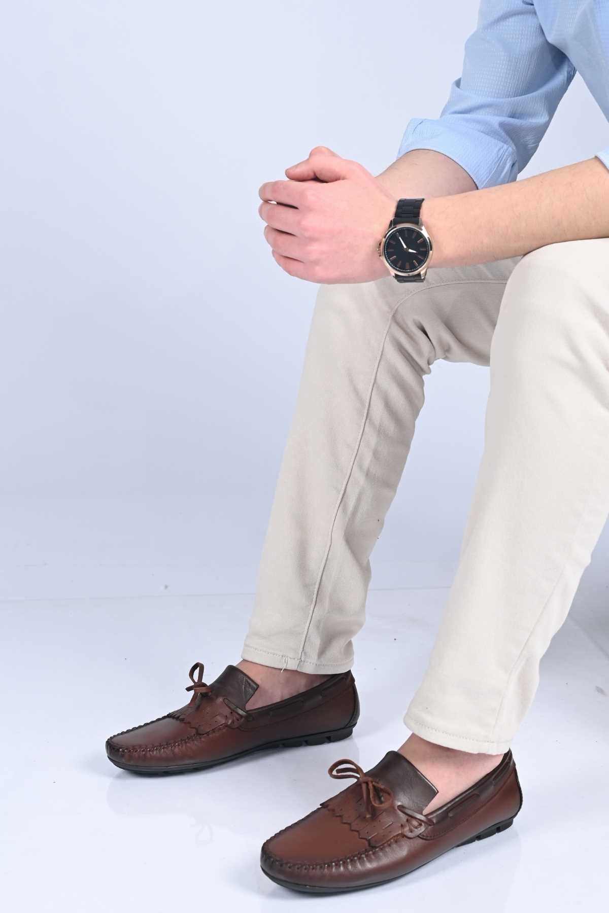 Bestello Slip-On Loafers with Bow, Genuine Leather, Polyurethane Sole, Model 028-2060-26Y Men's Shoes