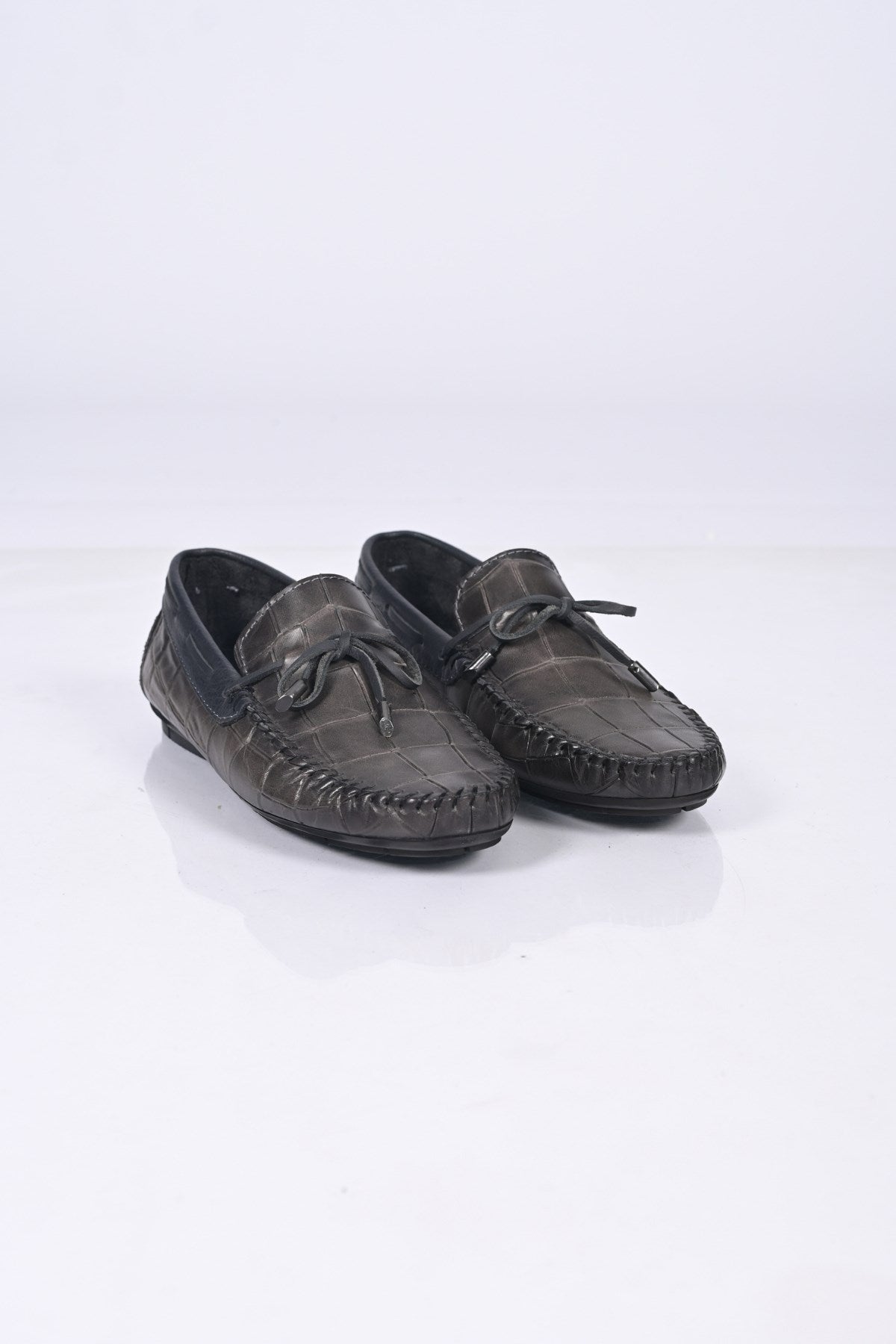 Bestello Slip-On Loafers with Bow, Genuine Leather, Polyurethane Sole, Model 028-2068-26Y Men's Shoes
