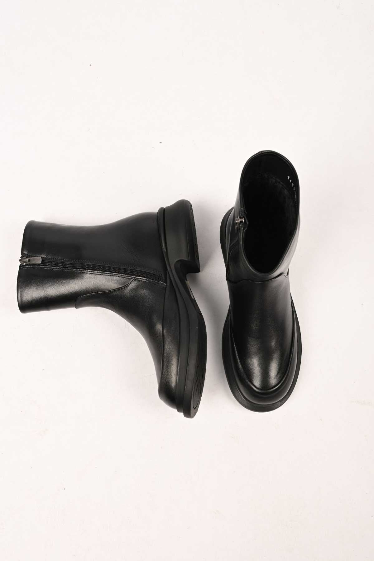 Bestello Lace-Free Zip-Up Genuine Leather Casual Boots with Thermo Sole 336-01189 Women's Boots