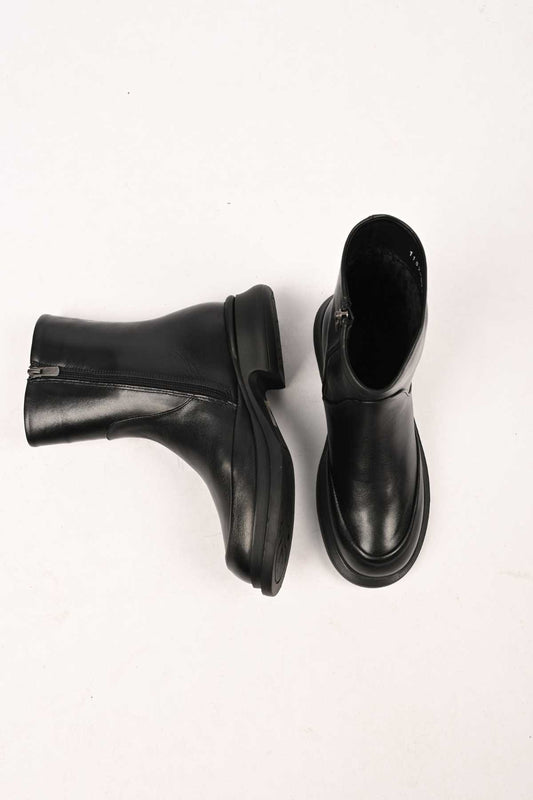 Bestello Lace-Free Zip-Up Genuine Leather Casual Boots with Thermo Sole 336-01189 Women's Boots