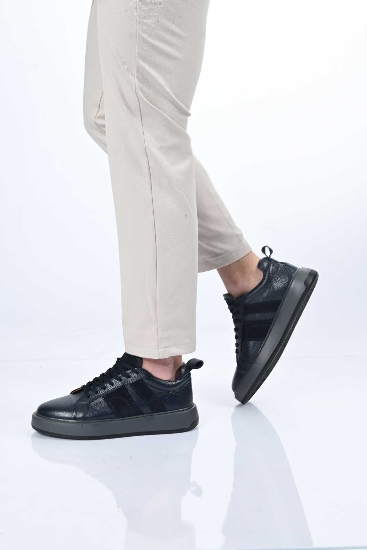 Bestello Lace-Up Genuine Leather Sneakers with EVA Sole 174-22031 Men's Shoes
