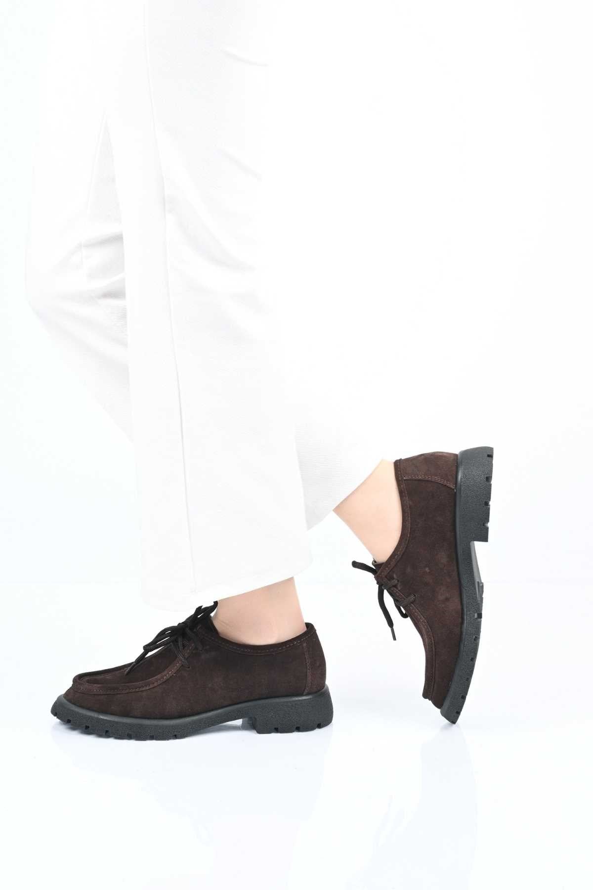 Bestello Lace-Up Genuine Leather Loafers with Thermo Sole 345-4247 Women's Shoes