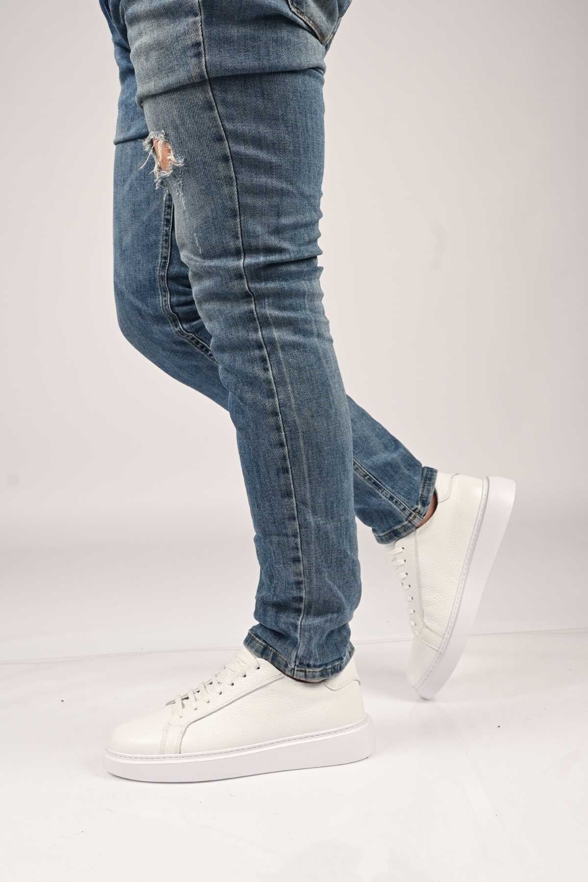 Bestello Lace-Up Genuine Leather Sneakers with EVA Sole 174-22040 Men's Shoes