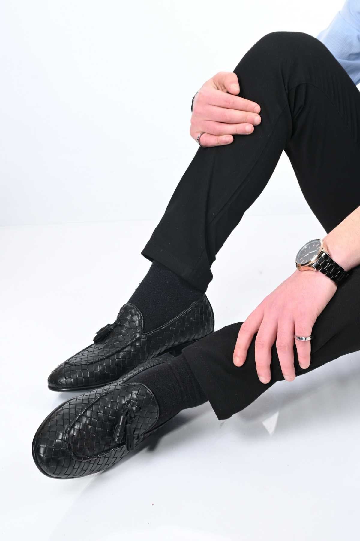 Bestello Slip-On Tassel Braided Genuine Leather Classic Shoes with Neolite Sole 333-2357 Men's Shoes