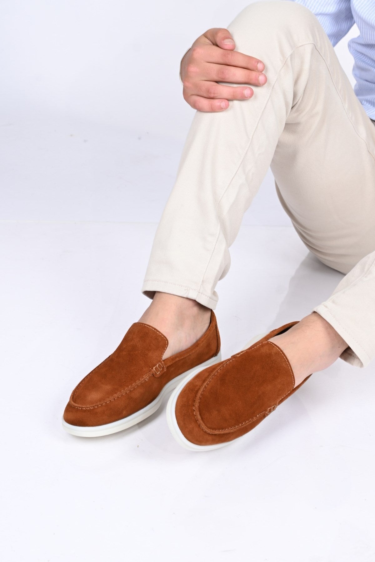 Bestello Slip-On Genuine Leather Loafers with Rubber Sole 028-2000 Men's Shoes