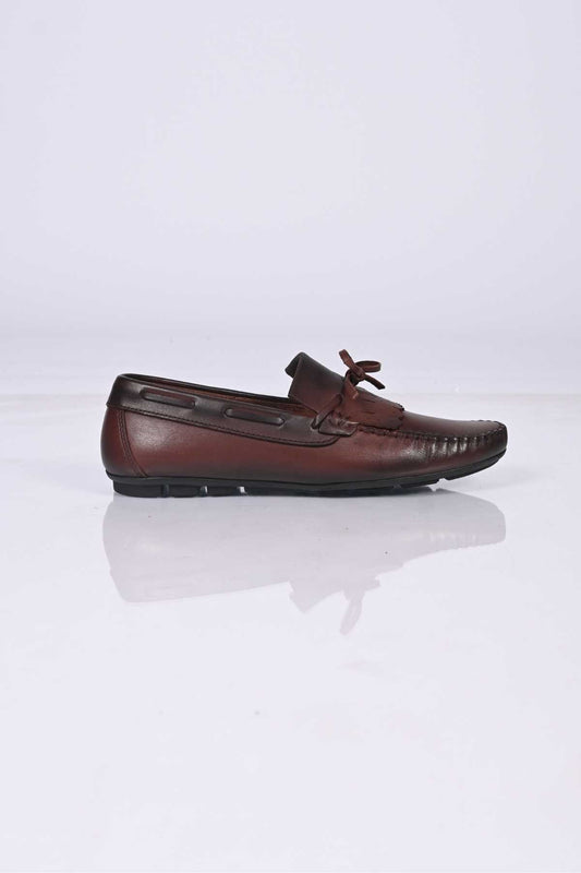 Bestello Slip-On Loafers with Bow, Genuine Leather, Polyurethane Sole, Model 028-2060-26Y Men's Shoes