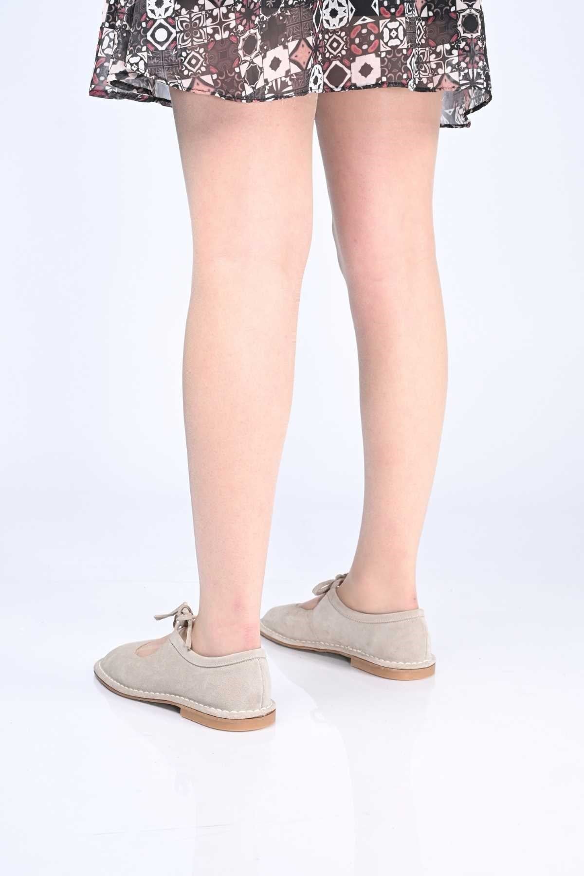 Bestello Lace-Up Genuine Leather Ballet Flats with Thermo Sole 332-25520 Women's Shoes
