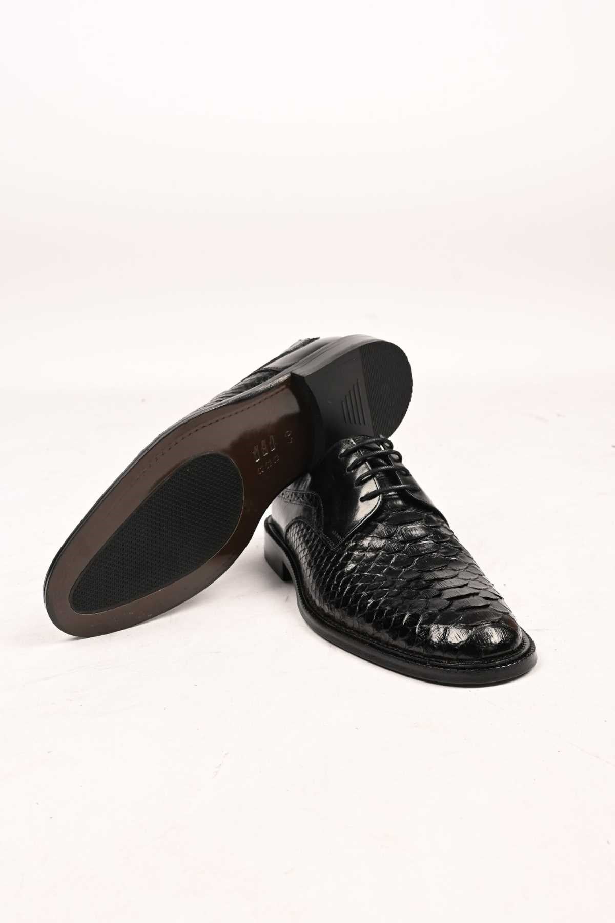 Bestello Lace-Up Classic Genuine Python Leather Shoes with Leather Sole 333-22264 Men's Shoes