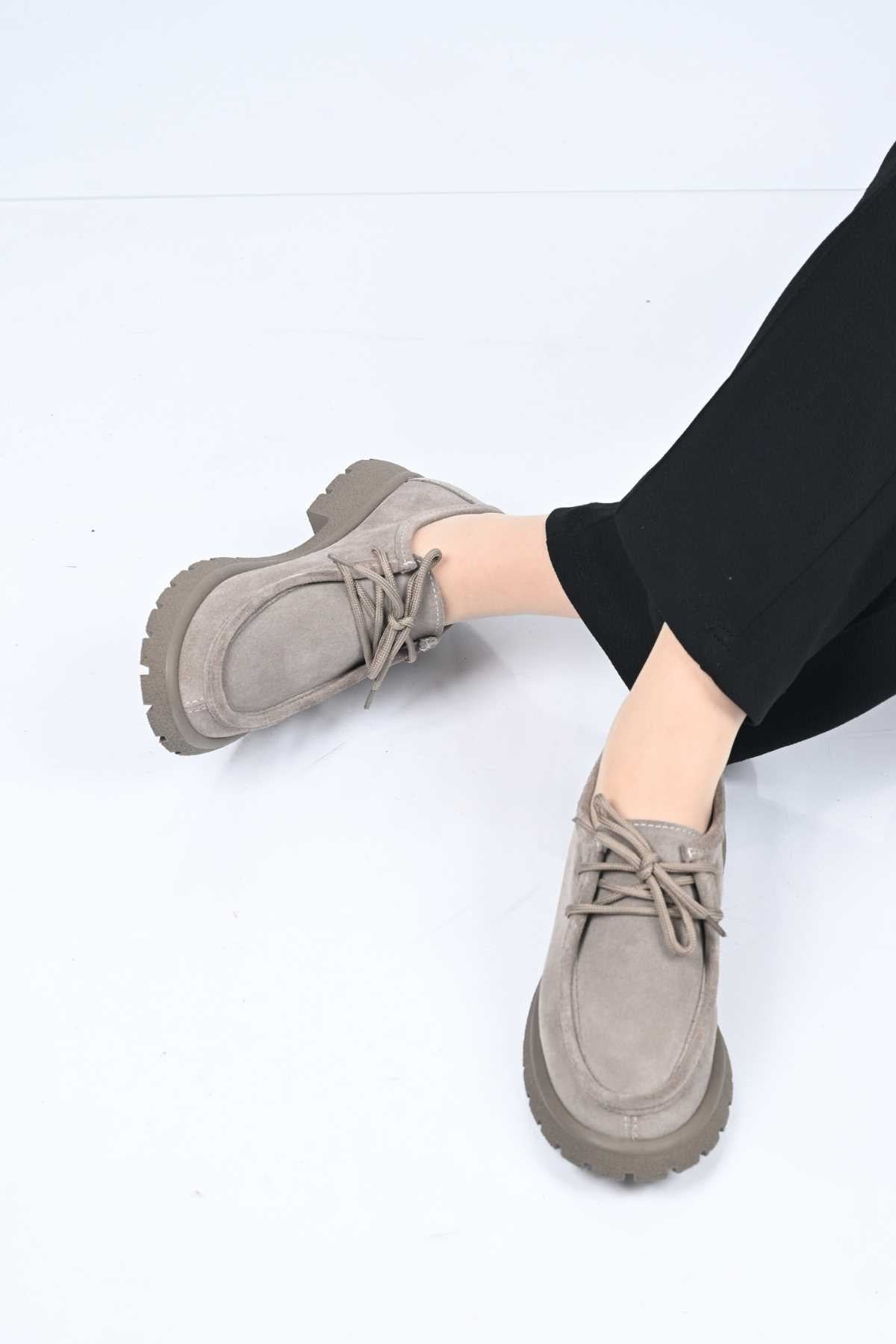 Bestello Lace-Up Genuine Leather Loafers with Thermo Sole 345-4247 Women's Shoes