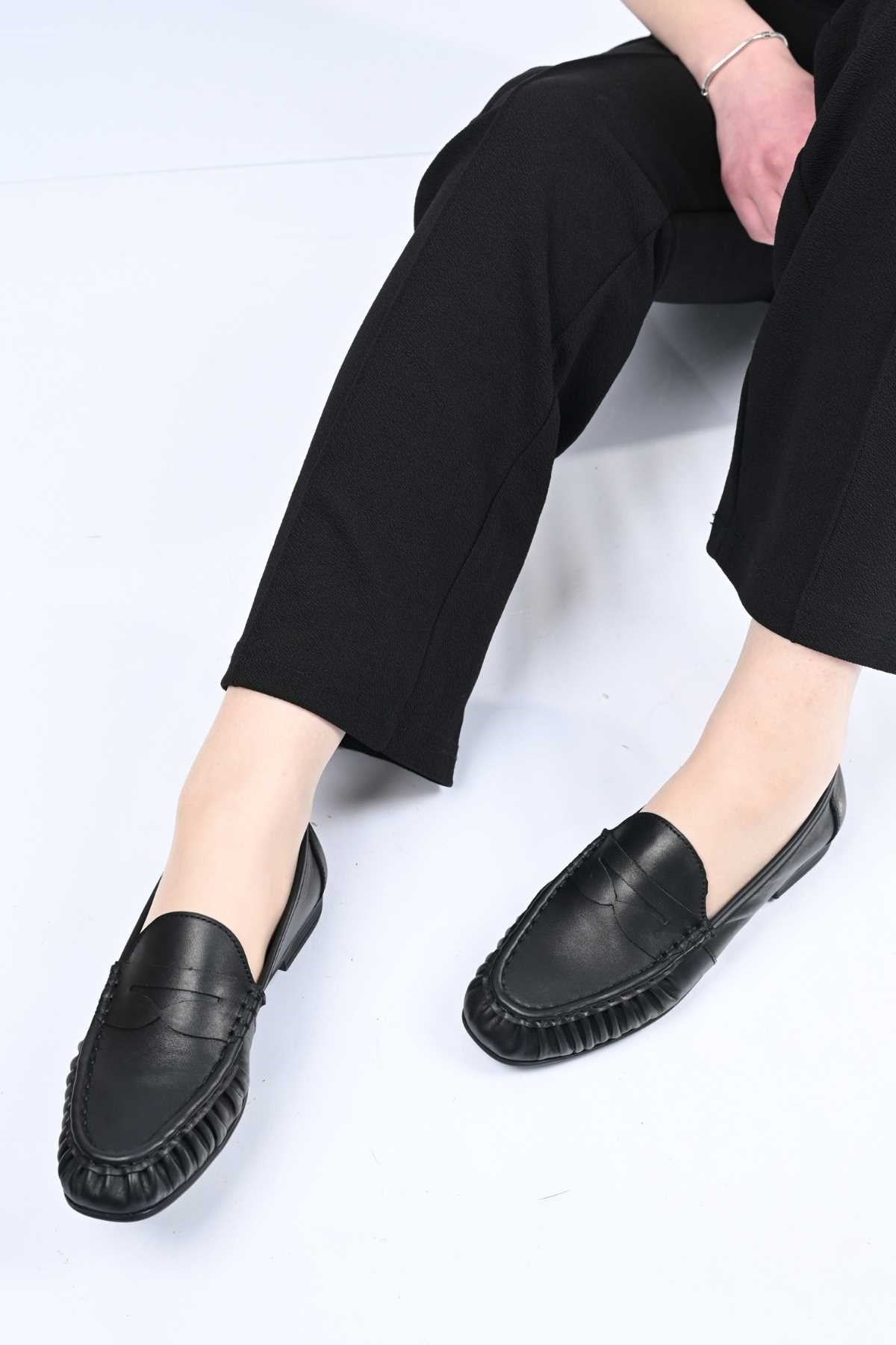 Bestello Genuine Leather Loafer with Elasticized Slip-On Design and TPU Sole 343-265-2660 Women's Shoes