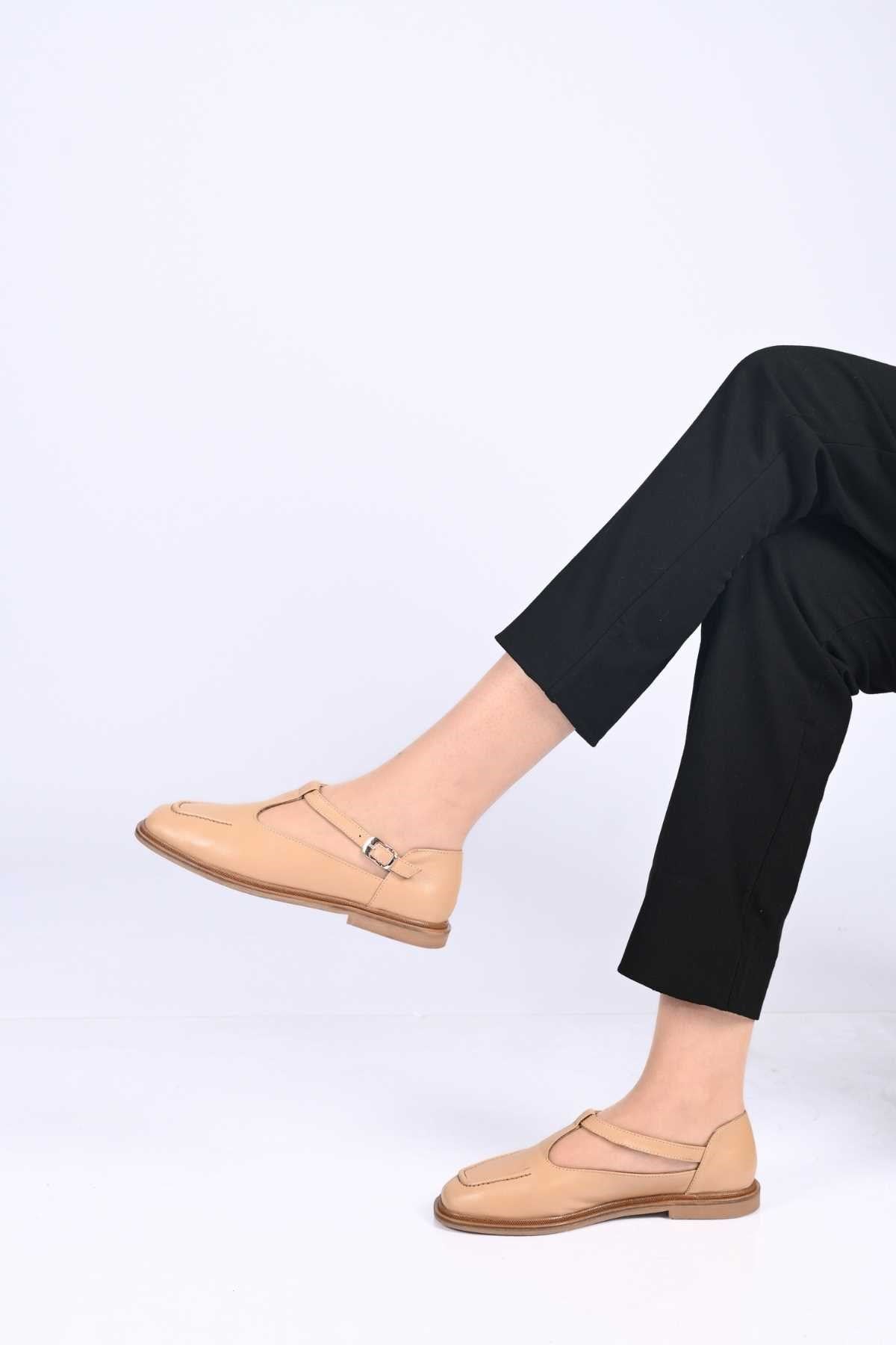 Bestello Women's Genuine Leather Everyday Slip-On Shoes with Belt Buckle Detail and Jurdan Sole 332-26121