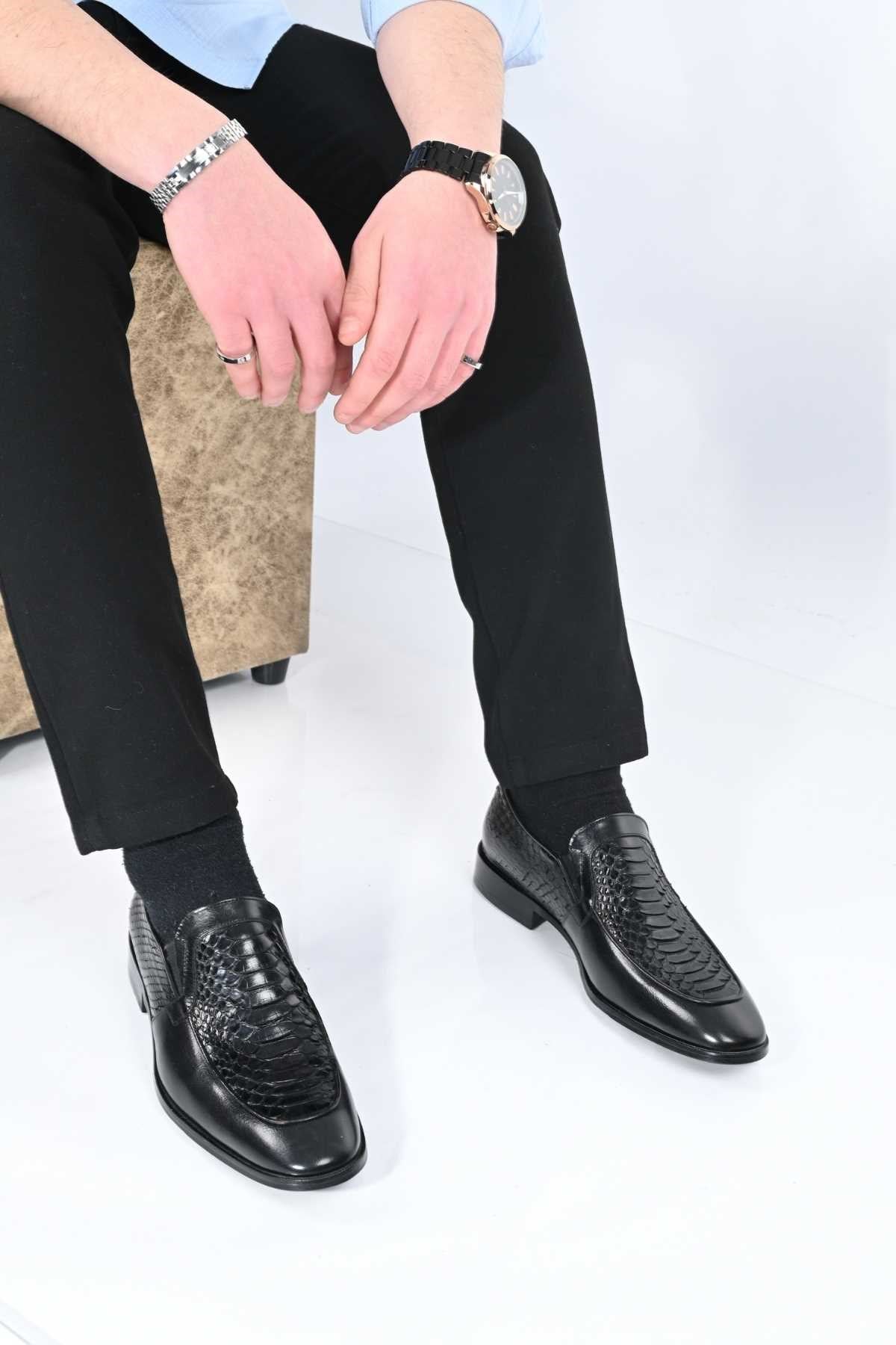 Bestello Slip-On Genuine Python Leather Classic Shoes with Leather Sole 333-28705 Men's Shoes