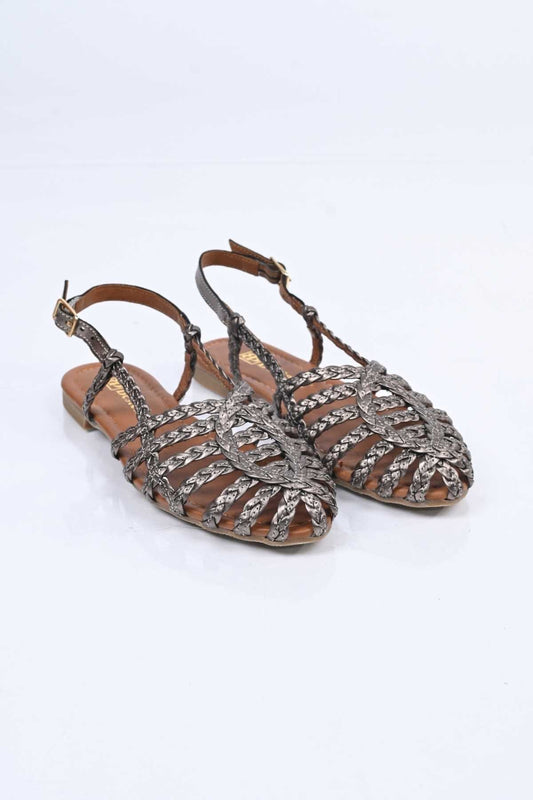 Bestello Braided TPU Sole Genuine Leather Backless Sandals 344-114-251607 Women's Sandals