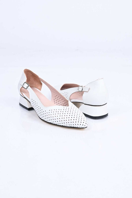 Bestello Genuine Leather Pointed-Toe Shoes with Studded Neolite Sole and Thick Heel 339-330 Women's Shoes