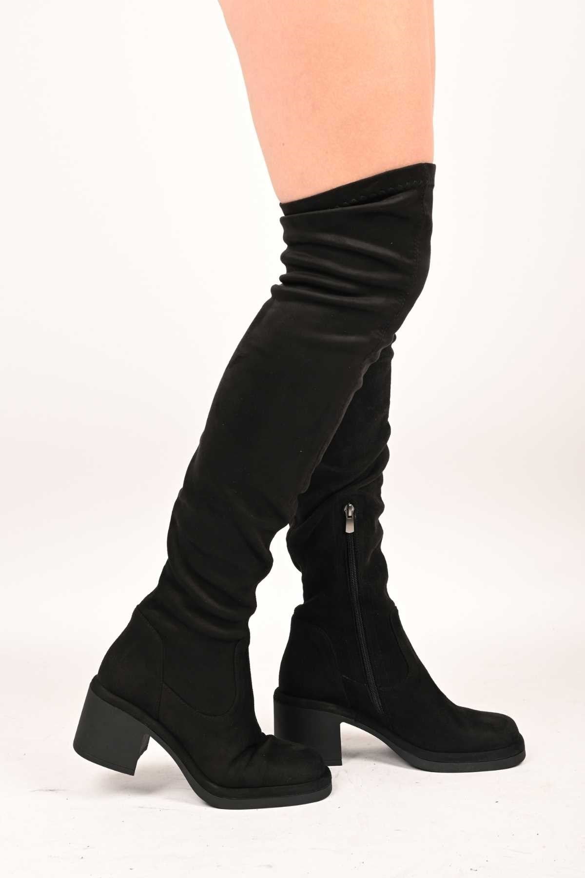 Bestello Slip-On Stretch Detail Genuine Leather Boots with Thermo Sole 336-1236 Women's Boots