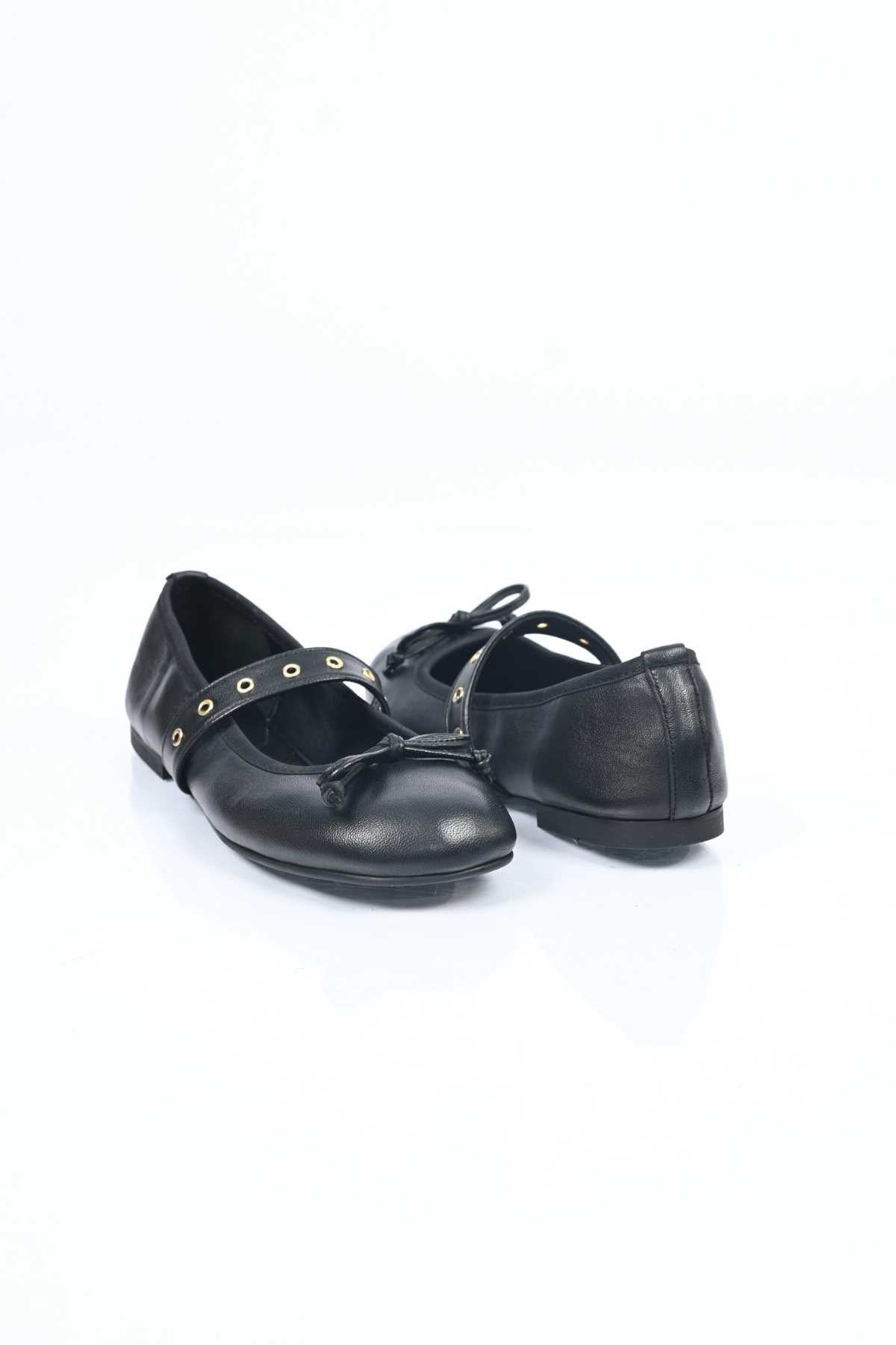 Bestello Genuine Leather Ballet Flats for Women 340-3011 with Bow, Slip-On, TPU Sole