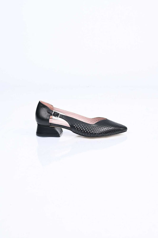 Bestello Genuine Leather Pointed-Toe Shoes with Studded Neolite Sole and Thick Heel 339-330 Women's Shoes