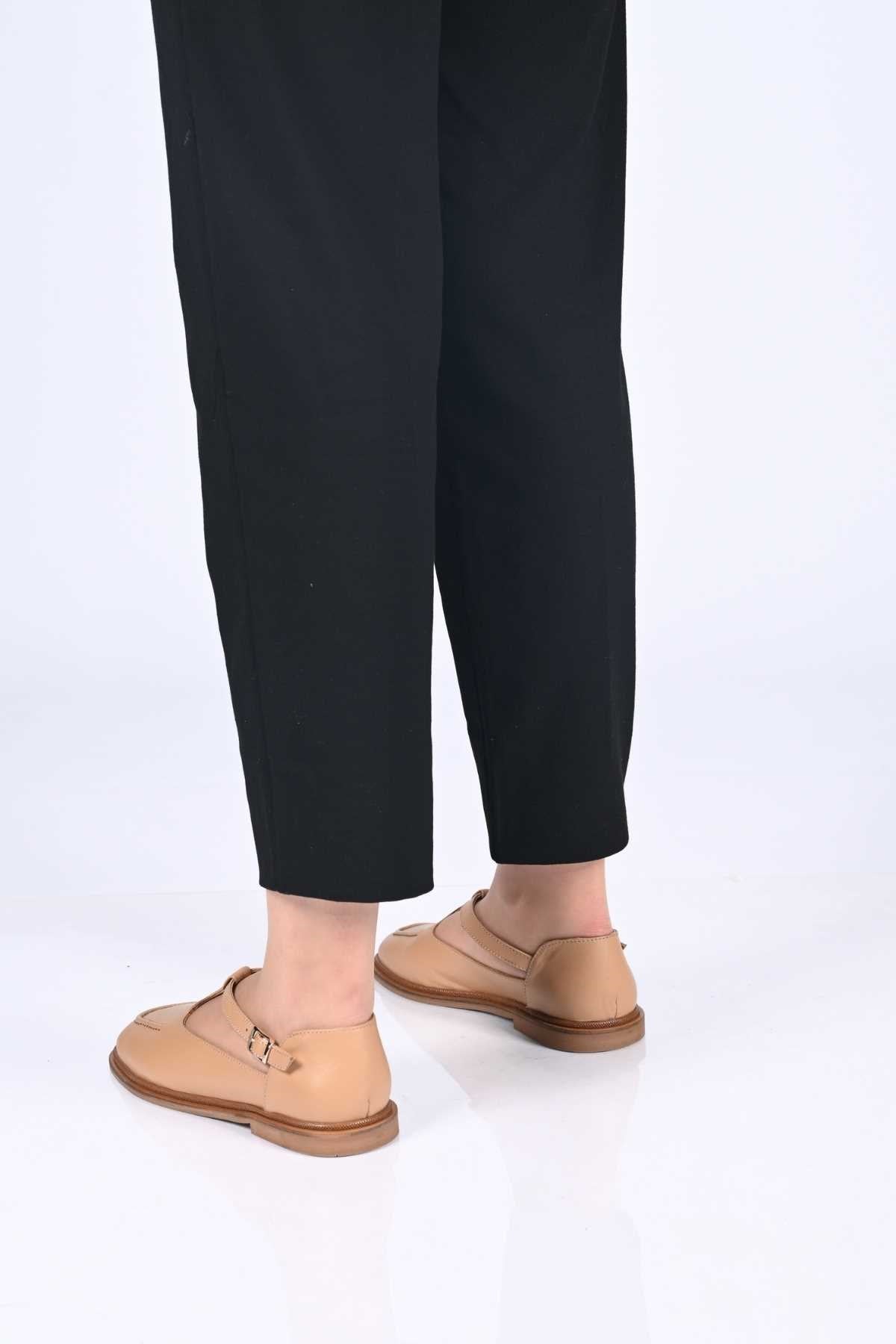 Bestello Women's Genuine Leather Everyday Slip-On Shoes with Belt Buckle Detail and Jurdan Sole 332-26121