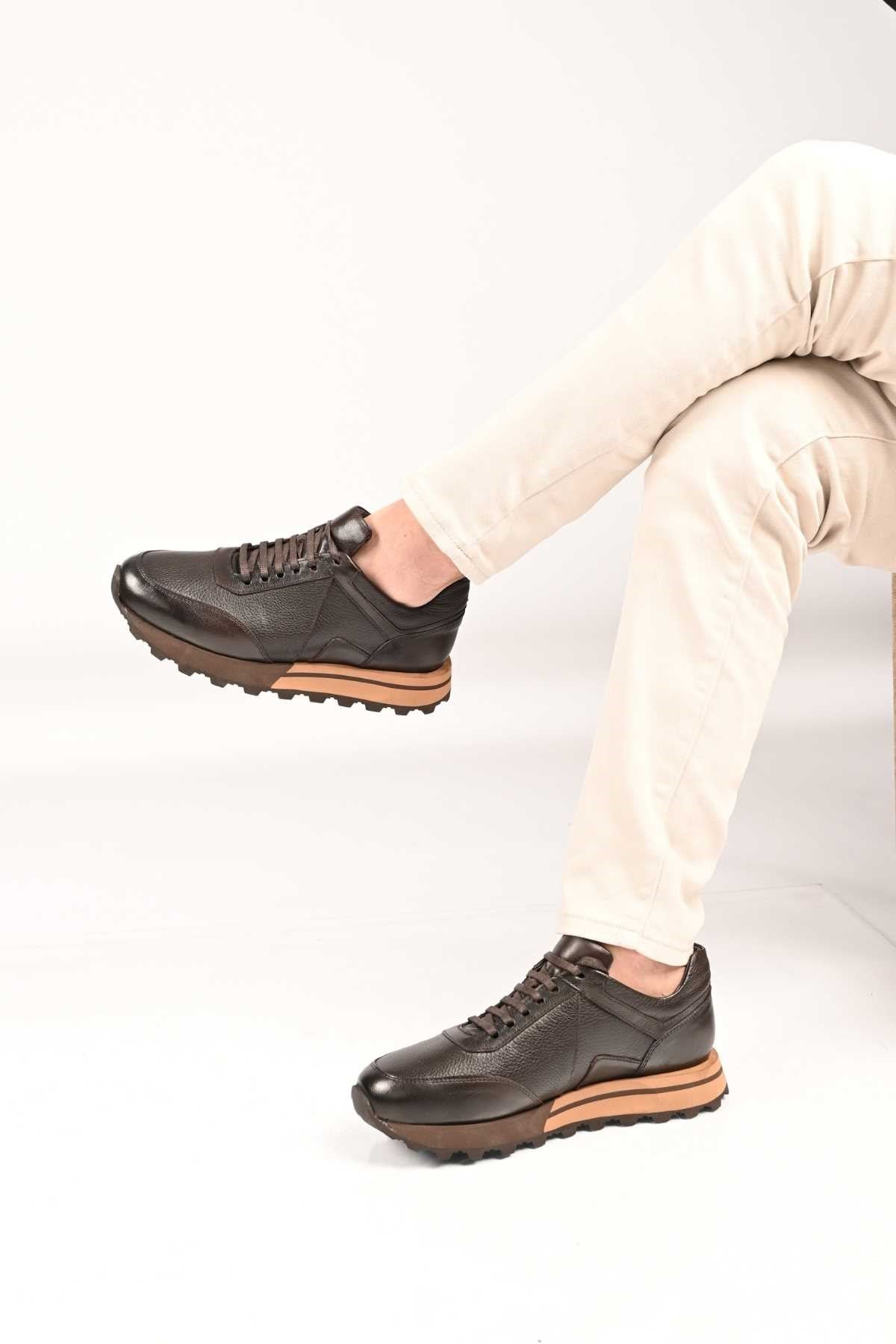 Bestello Lace-Up Genuine Leather Sneakers with EVA Sole 172-64176 Men's Shoes