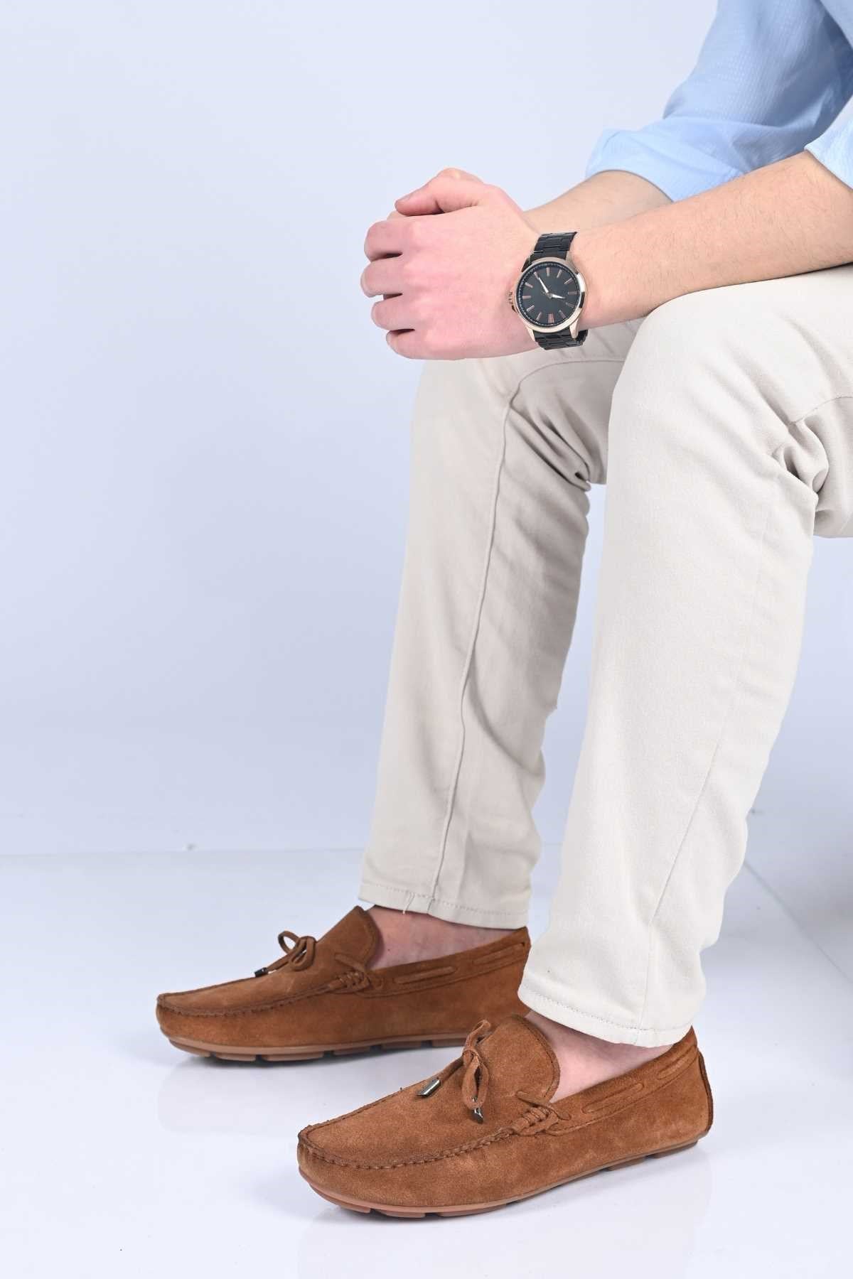 Bestello Slip-On Loafers with Bow, Polyurethane Sole, Genuine Leather, 028-1041 Men's Shoes