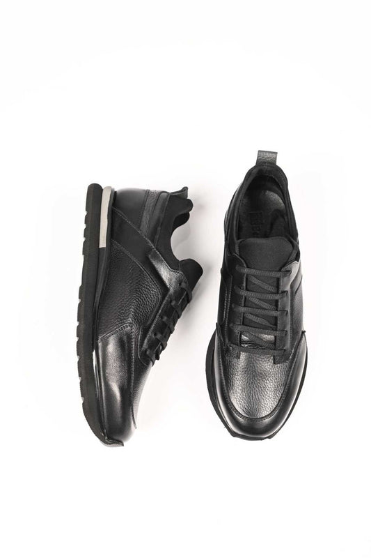 Bestello Lace-Up Genuine Leather Sneakers with Stretch Details and EVA Sole 172-64250 Men's Shoes