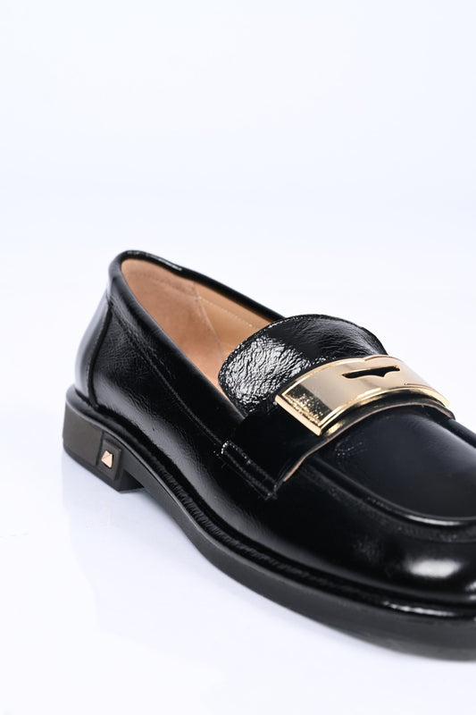 Bestello Genuine Leather Loafer with Buckle, Slip-On, Thermo Sole 340-1988 Women's Shoes
