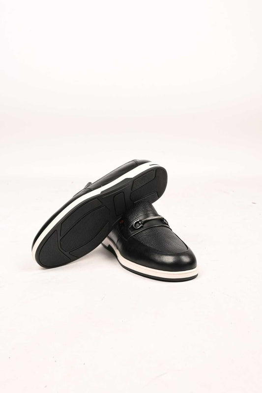 Bestello Slip-On Buckle Loafers with Thermo Sole Genuine Leather 333-5582 Men's Shoes