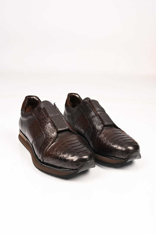 Bestello Men's Genuine Leather Slip-On Sneakers with Elastic EVA Sole 172-64300