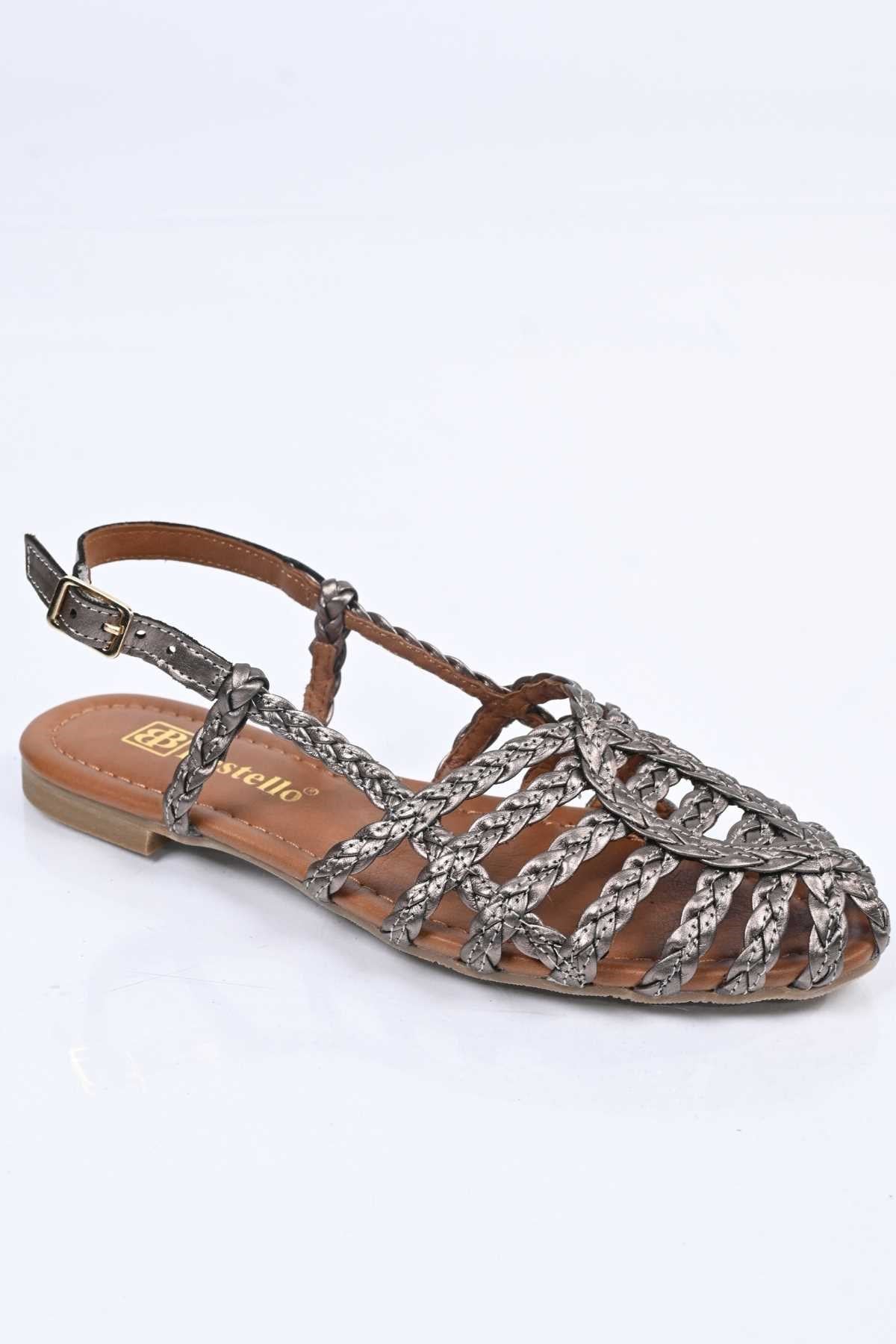 Bestello Braided TPU Sole Genuine Leather Backless Sandals 344-114-251607 Women's Sandals