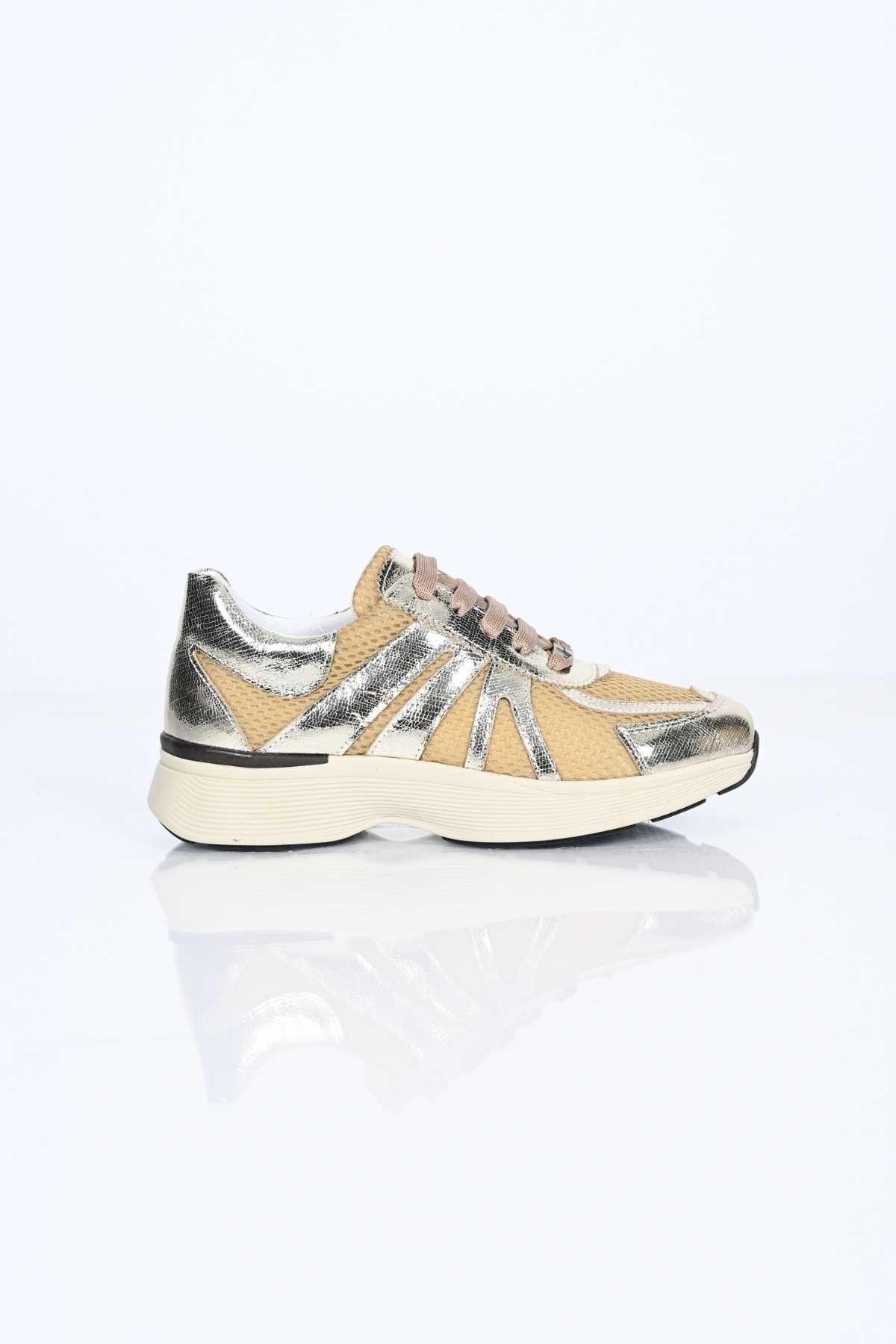 Bestello Lace-Up Thermo Sole Textile Genuine Leather Sneakers 338-7106 Women's Shoes