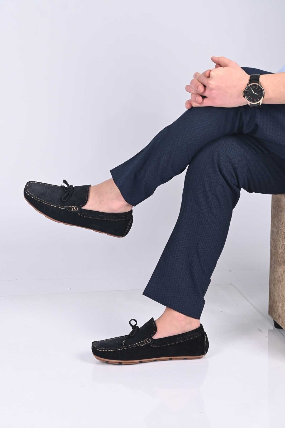 Bestello Slip-On Loafers with Bow, Polyurethane Sole, Genuine Leather, 028-1041 Men's Shoes