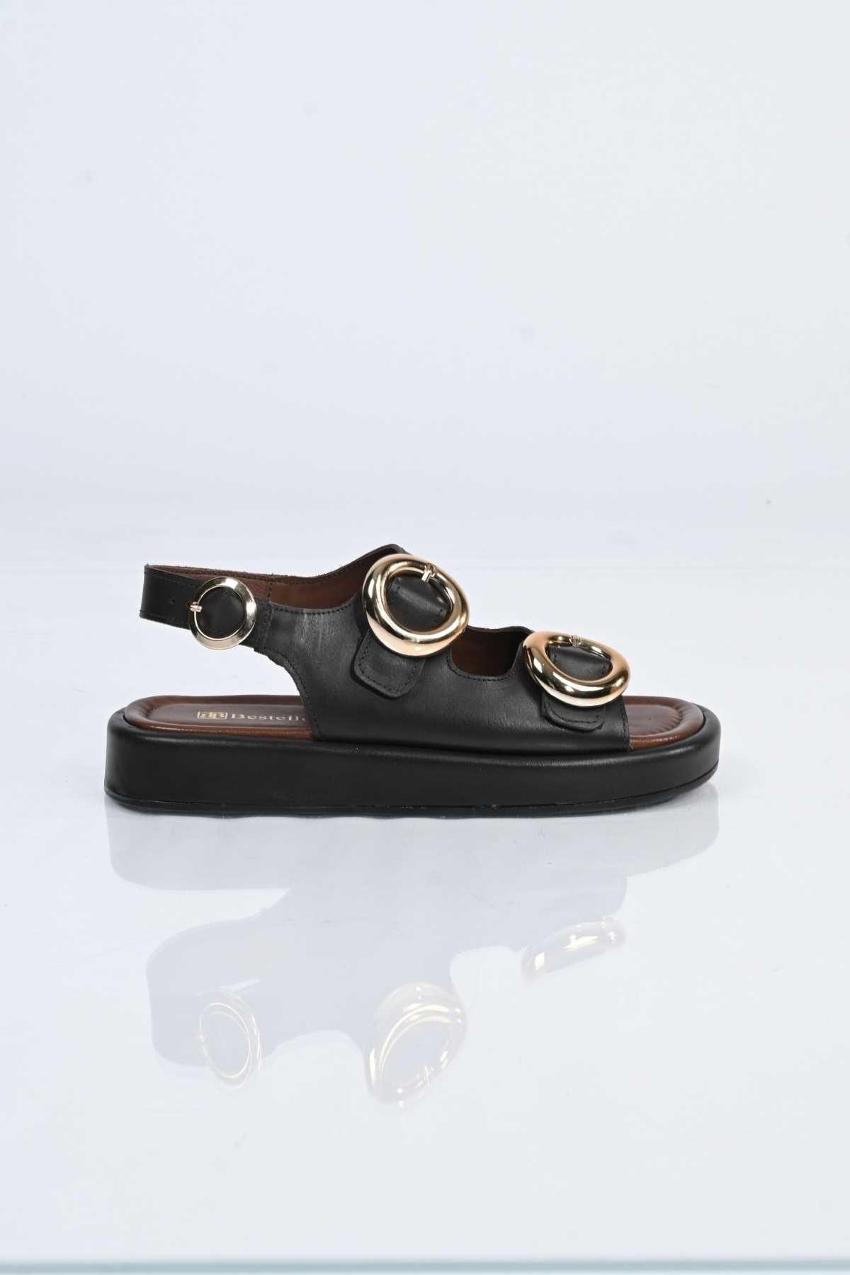 Bestello Slip-On Buckled Poly Sole Genuine Leather Open-Back Sandal 341-1119 Women's Sandal