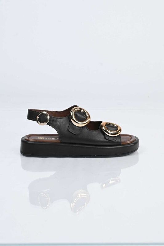 Bestello Slip-On Buckled Poly Sole Genuine Leather Open-Back Sandal 341-1119 Women's Sandal