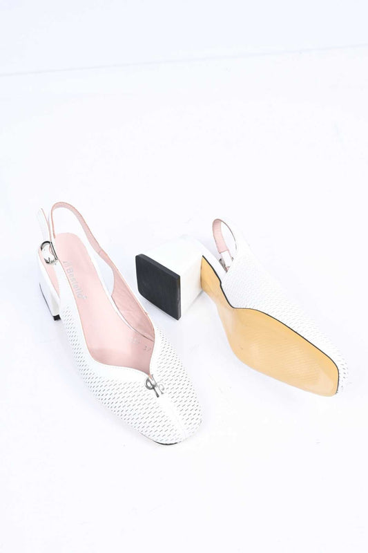 Bestello Genuine Leather Thick-Heeled Shoes with Stapled Neolite Sole 339-337 Women's Shoes