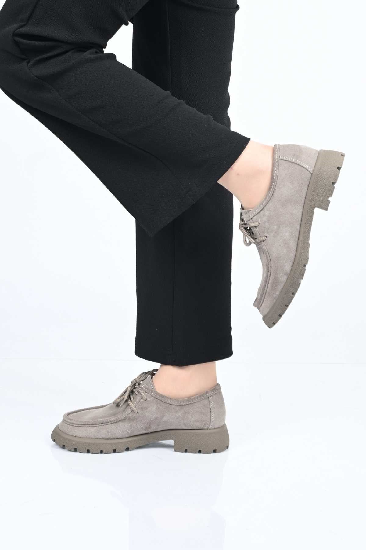 Bestello Lace-Up Genuine Leather Loafers with Thermo Sole 345-4247 Women's Shoes
