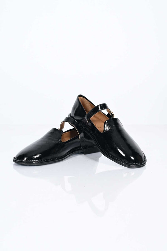 Bestello Slip-On Single-Strap Buckled Thermo Sole Genuine Patent Leather Ballet Flats 332-25512 Women's Shoes
