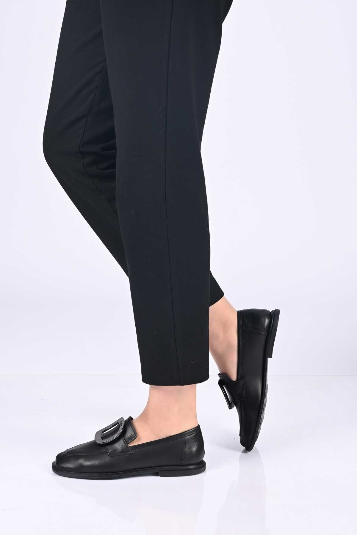 Bestello Genuine Leather Loafer with Buckle, Slip-On, TPU Sole 332-25050 Women's Shoes