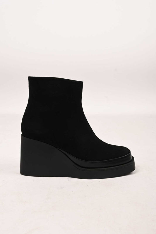 Bestello Slip-On Zip-Up Genuine Leather Wedge Heel Boots with Thermo Sole 336-01196 Women's Boots