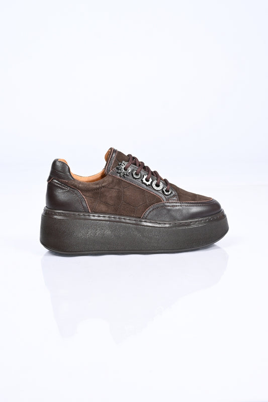 Bestello Lace-Up Genuine Leather Sneakers with Polyurethane Sole 334-7877-49 Women's Shoes