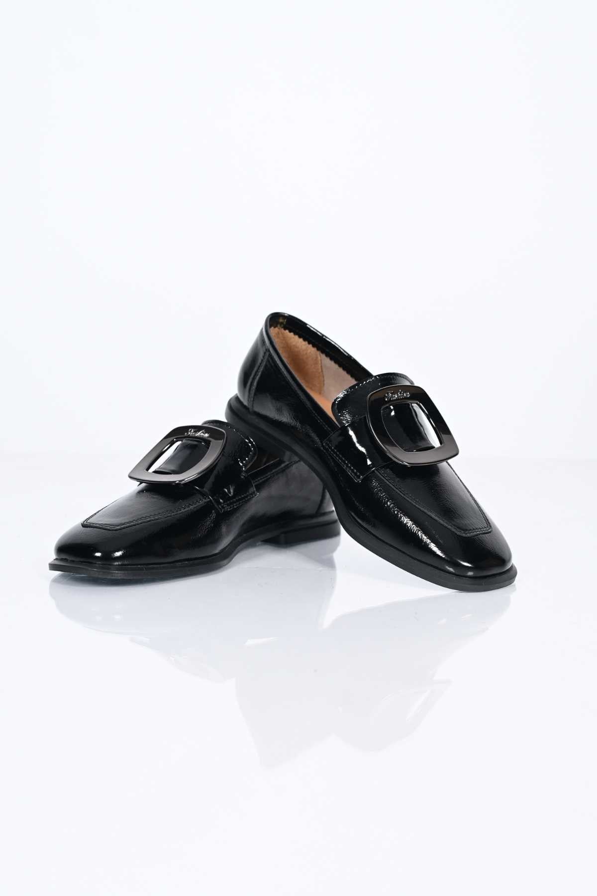 Bestello Genuine Leather Loafer with Buckle, Slip-On, TPU Sole 332-25050 Women's Shoes