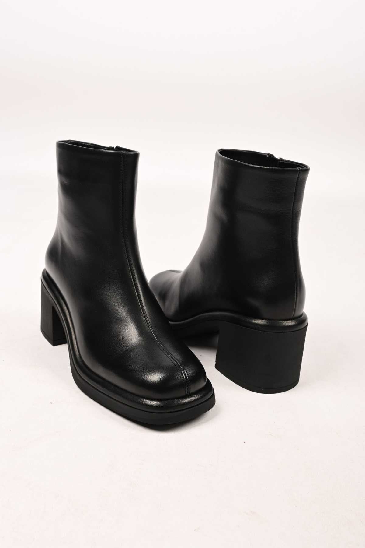 Bestello Women's Genuine Leather Heeled Boots with Thermo Sole, Slip-On Design and Side Zipper, Model 336-1231 Women's Boots
