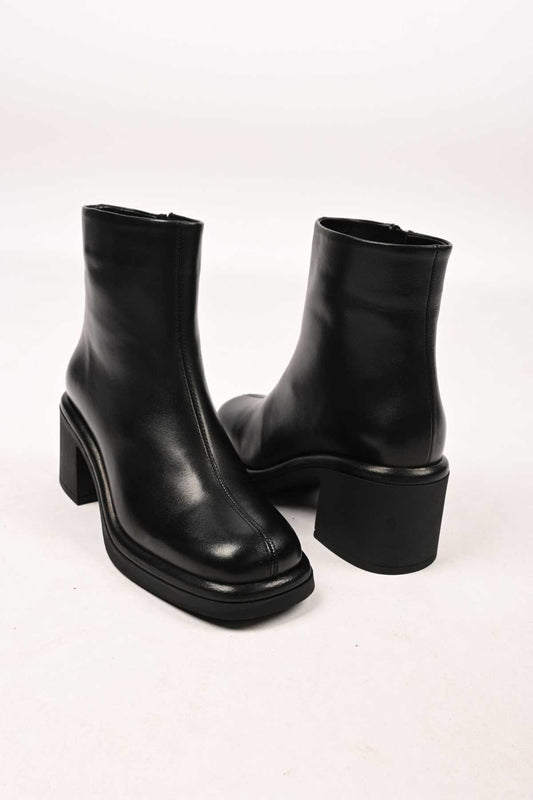 Bestello Women's Genuine Leather Heeled Boots with Thermo Sole, Slip-On Design and Side Zipper, Model 336-1231 Women's Boots