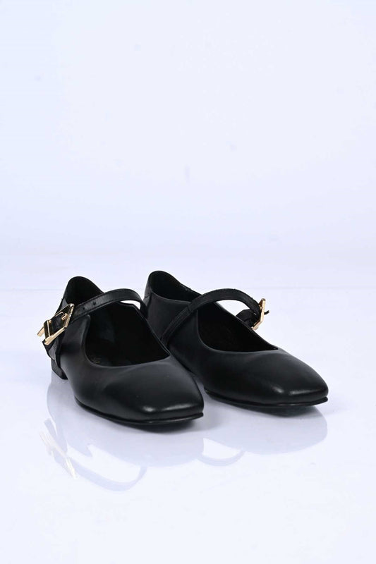 Bestello Slip-On Genuine Leather Ballet Flats with Buckle Strap and Neolite Sole 342-050 Women's Ballet Flats