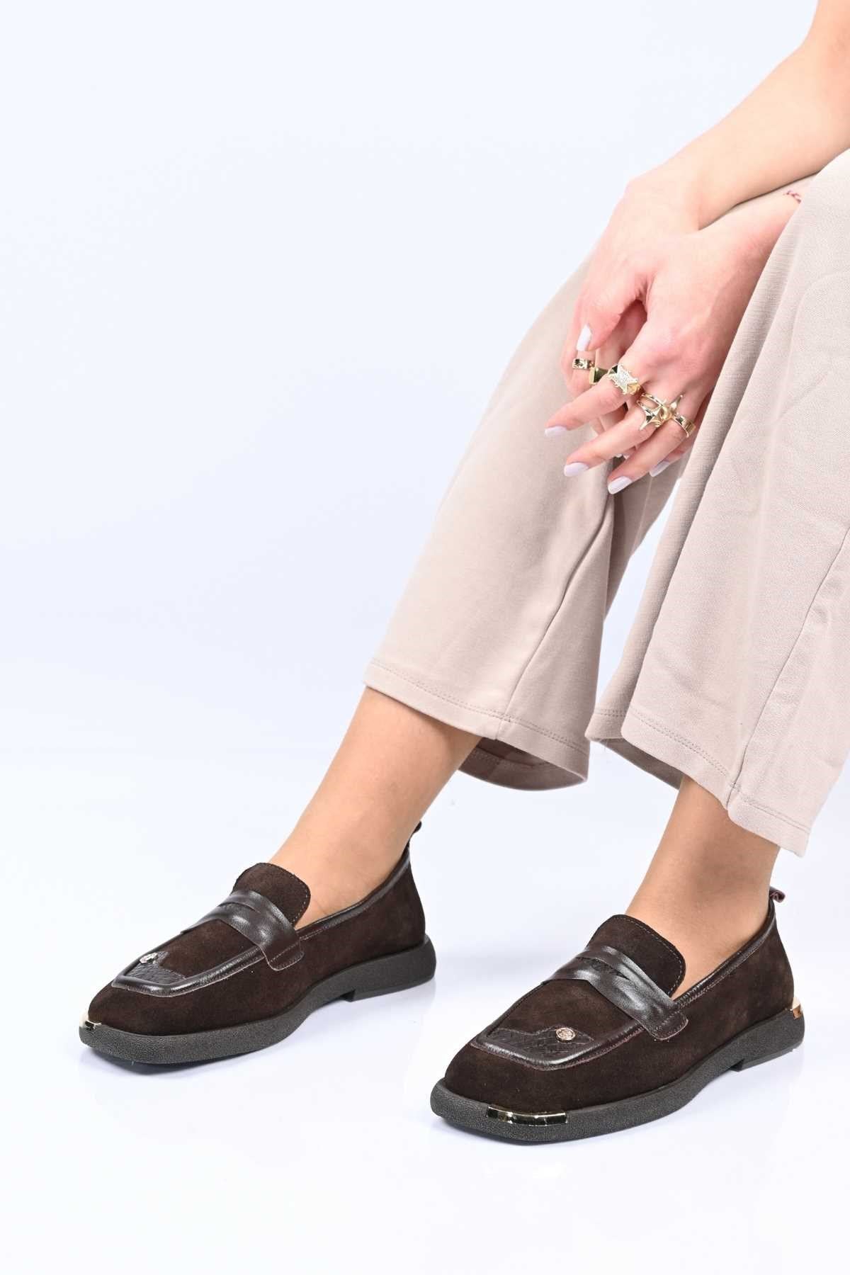 Bestello Genuine Leather Loafer with Buckle Detail, Thermo Sole, Slip-On, 338-7082 Women's Shoes