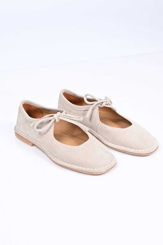 Bestello Lace-Up Genuine Leather Ballet Flats with Thermo Sole 332-25520 Women's Shoes