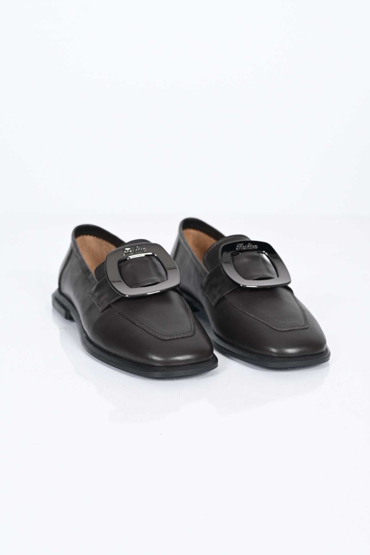 Bestello Genuine Leather Loafer with Buckle, Slip-On, TPU Sole 332-25050 Women's Shoes