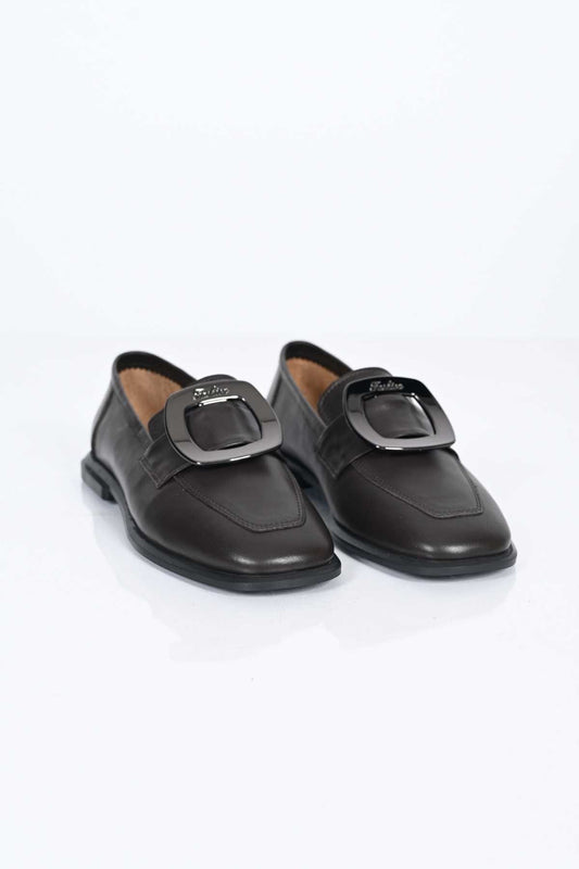 Bestello Genuine Leather Loafer with Buckle, Slip-On, TPU Sole 332-25050 Women's Shoes