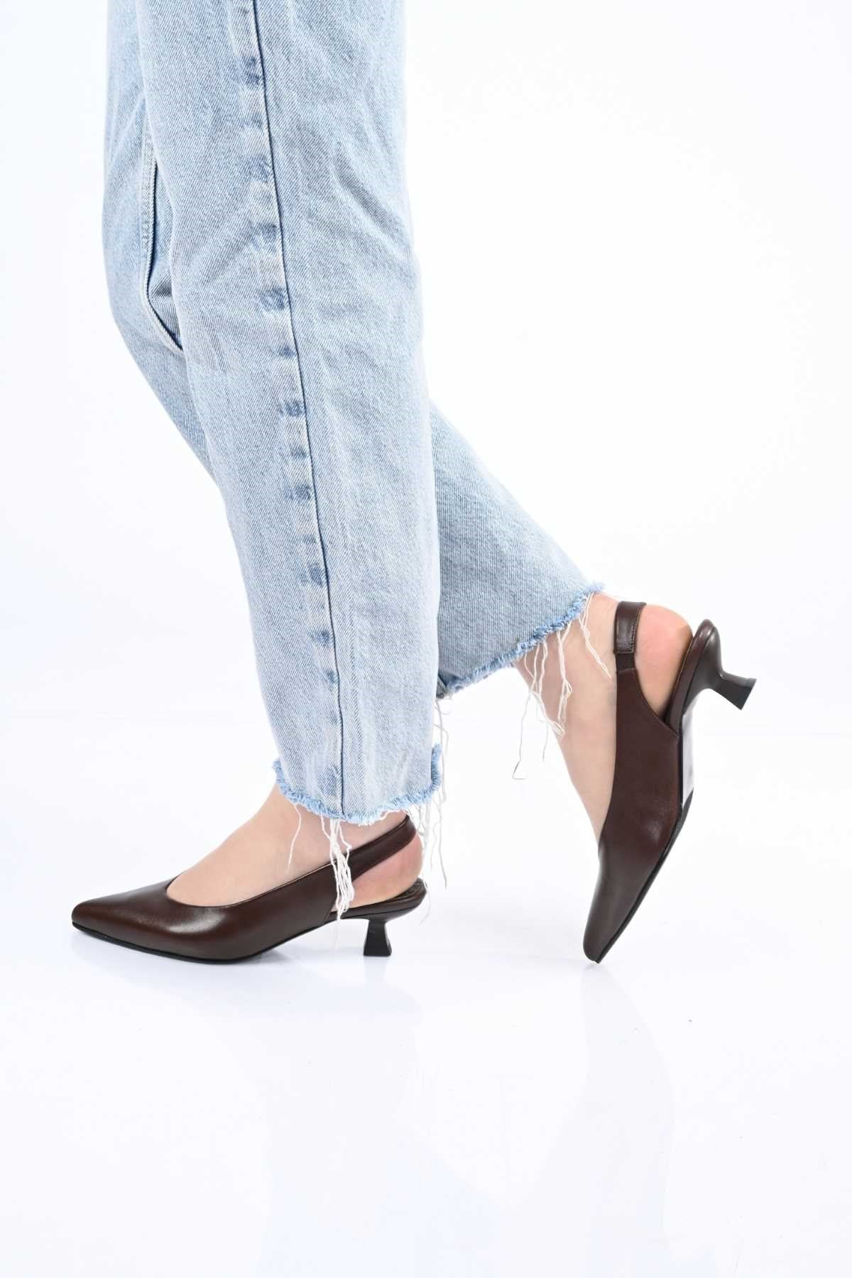 Bestello Slip-On Genuine Leather Open-Back Thin-Heeled Shoes with Neolite Sole 342-041 Women's Shoes